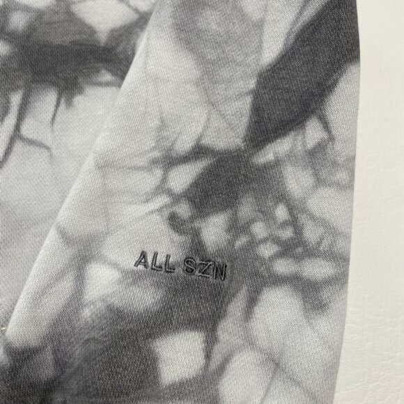 Adidas Hoodie Sweatshirt Mens Sz Large All Szn Fleece Washed Gray Tie Dye Pocket - Picture 8 of 15